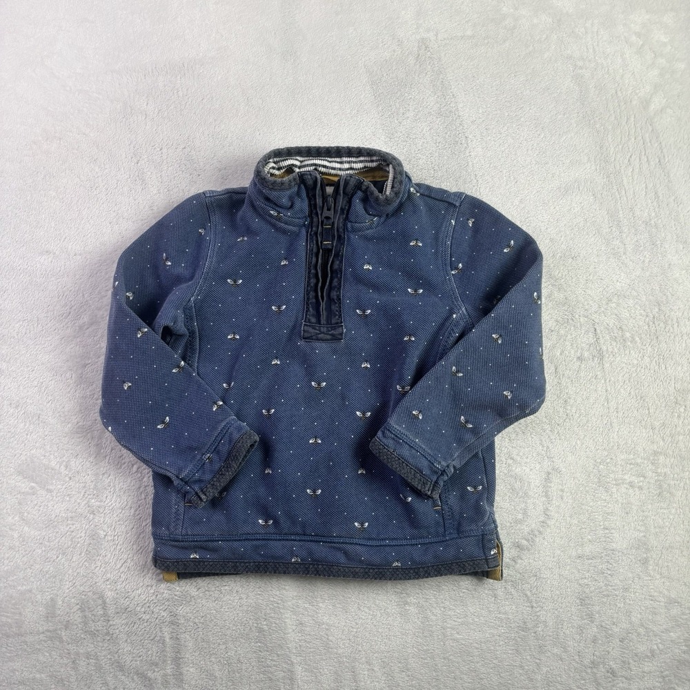 FatFace Young Crew 1/4 Zip Pullover Long Sleeve Blue Sweater Kids Size 6/7
